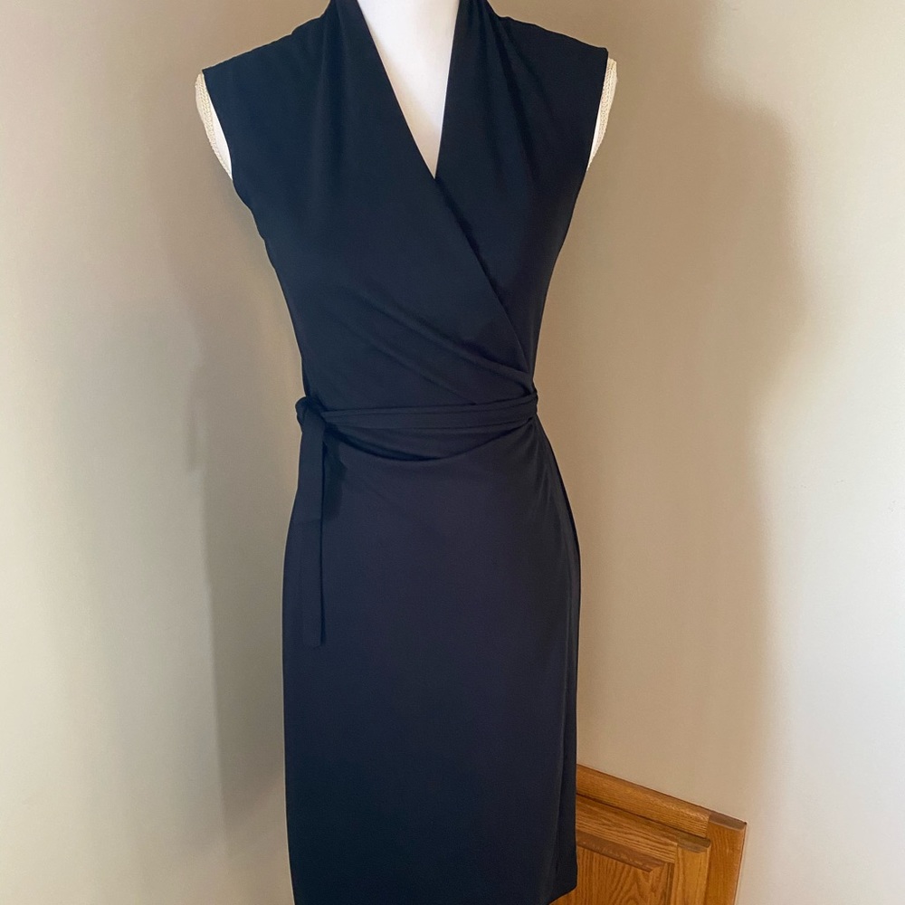 Black wrap sleeveless dress